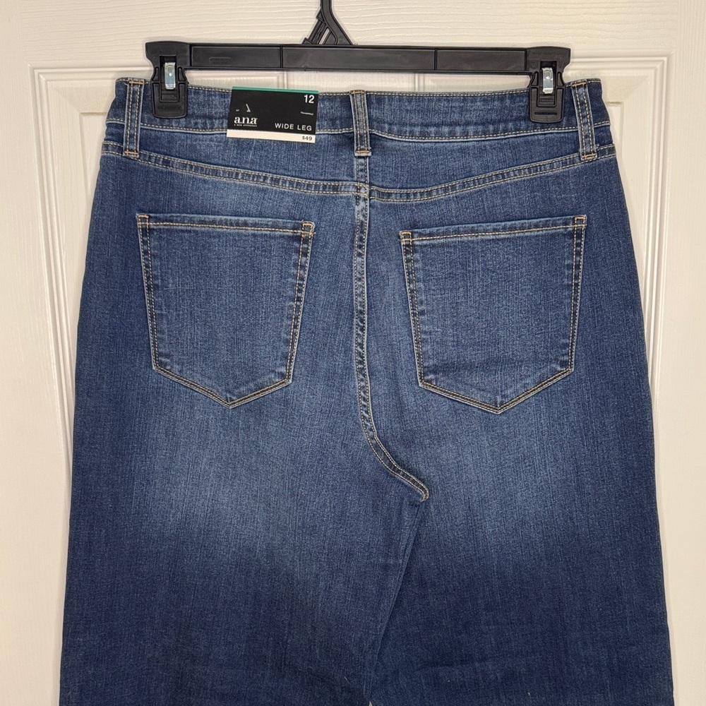 a.n.a Dark Blue Flare & Wide Leg Jeans - Picture 6 of 7